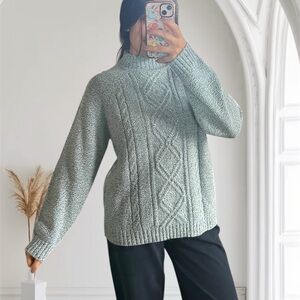 Carolyn Taylor Women's Cable Knit Sweater - Light Blue Sz XL